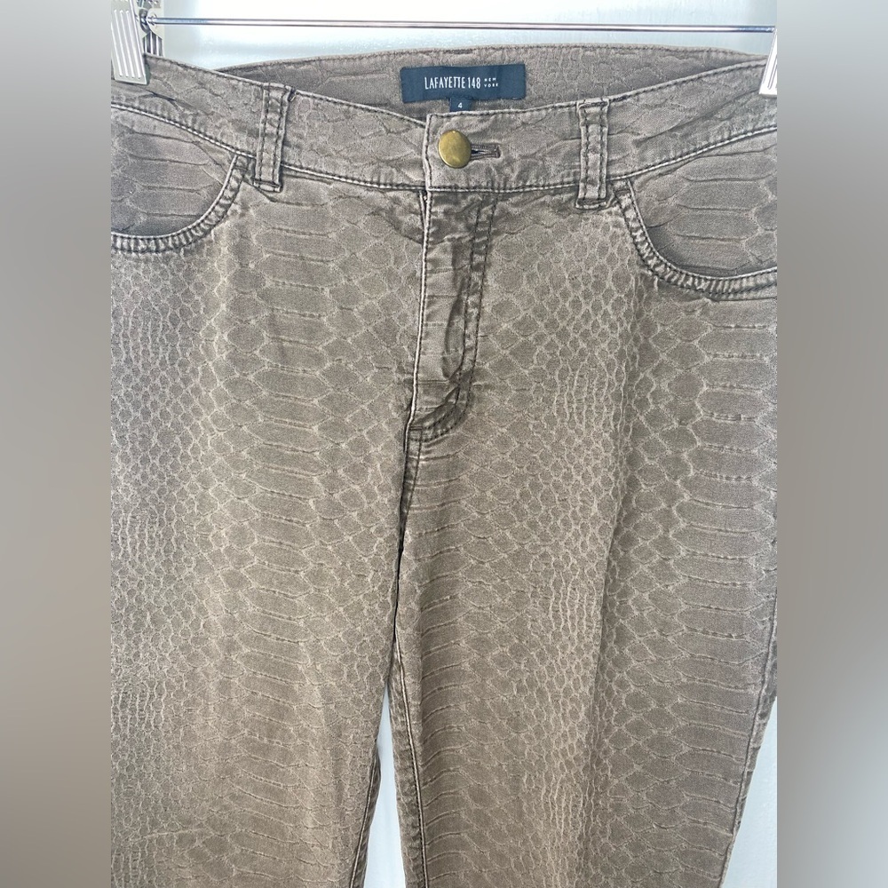 LAFAYETTE 148 New York Python Print Brown Skinny Jeans